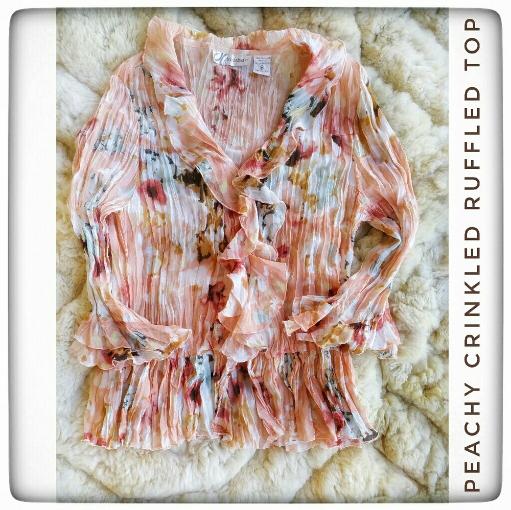 Crinkle Ruffled Button Down Top size Medium